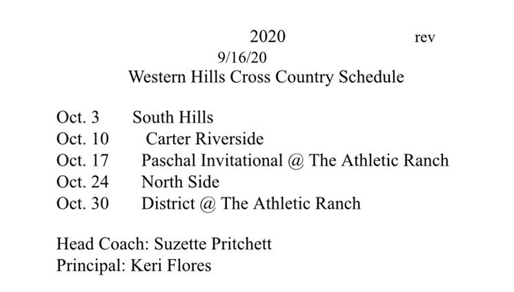 2020 Schedule